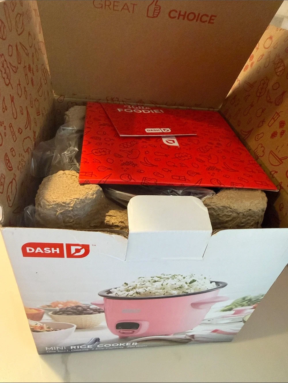 Dash mini rice cooker 2 cups pink one touch cooking new
